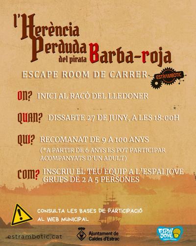 Cartell de l'Escape Room “L´Herència perduda del pirata Barba-roja”
